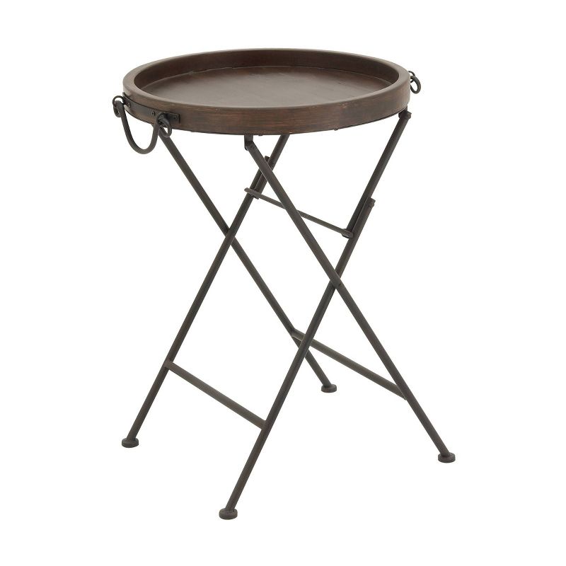 Traditional Round Brown Tray Table Brown - Olivia &#38; May, 4 of 8
