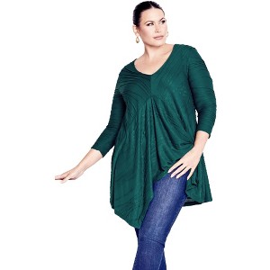 Avenue Women's Plus Size Finley Textured Top - 1 of 4