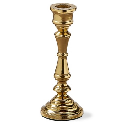 tagltd Vanessa Gold Aluminum Taper Candle Holder Candlestick Small, 2.5L x 2.5W x7.0H