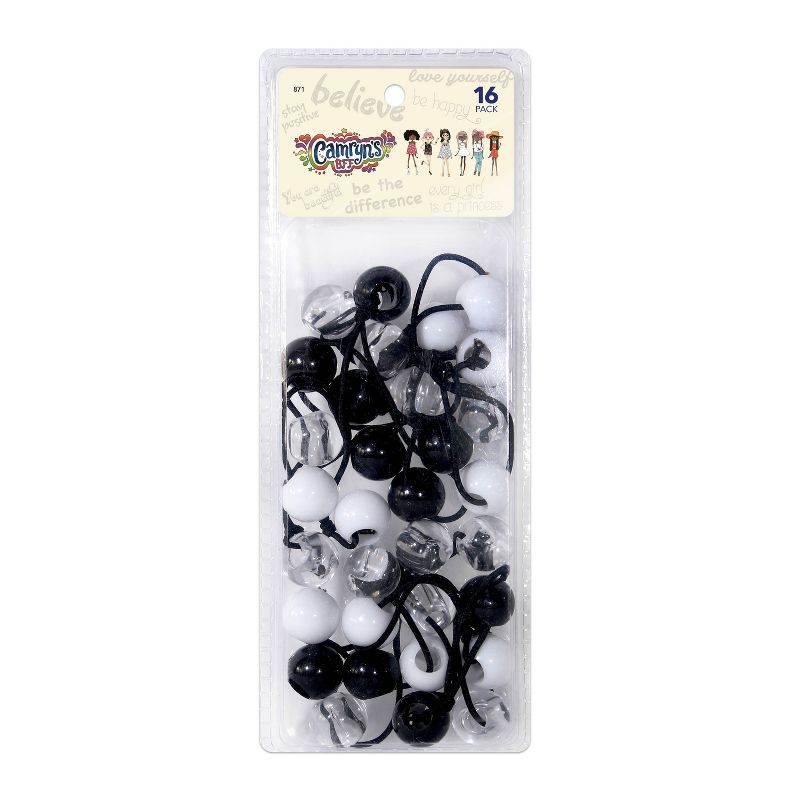 Camryn&#39;s BFF Ponytail Holders - Black/Clear/White - 16pk, 1 of 4