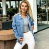 Anna-Kaci Women's Classic Distressed Denim Jacket Long Sleeve Button Down Ripped Boyfriend Jean Trucker Jackets - 2 of 4