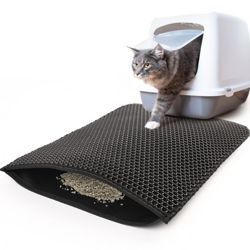 Prime Pets Cat Litter Trapping Mat Double Layer Kitty Litter Trapper Pad Non slip 24x15 In black Target