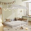 KWPZQEB Montessori House Bed Metal for Kids, Metal Floor Bed with Canopy and Fence, House Bed Frame for Girls & Boys, No Box Spring Needed - 2 of 4
