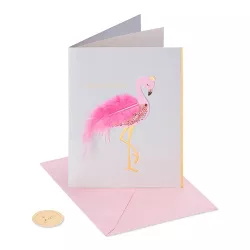 Flamingo with Sequin Feather Card - PAPYRUS