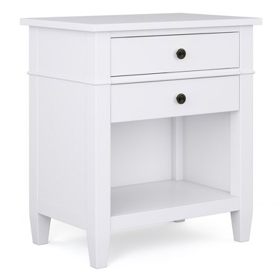 Gulches  Bedside Table, Handcrafted Solid Wood with 2 Drawers & Open Storage, Transitional End/Side Table