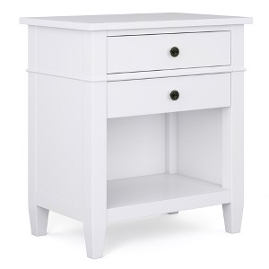 Gulches  Bedside Table, Handcrafted Solid Wood with 2 Drawers & Open Storage, Transitional End/Side Table - 1 of 4