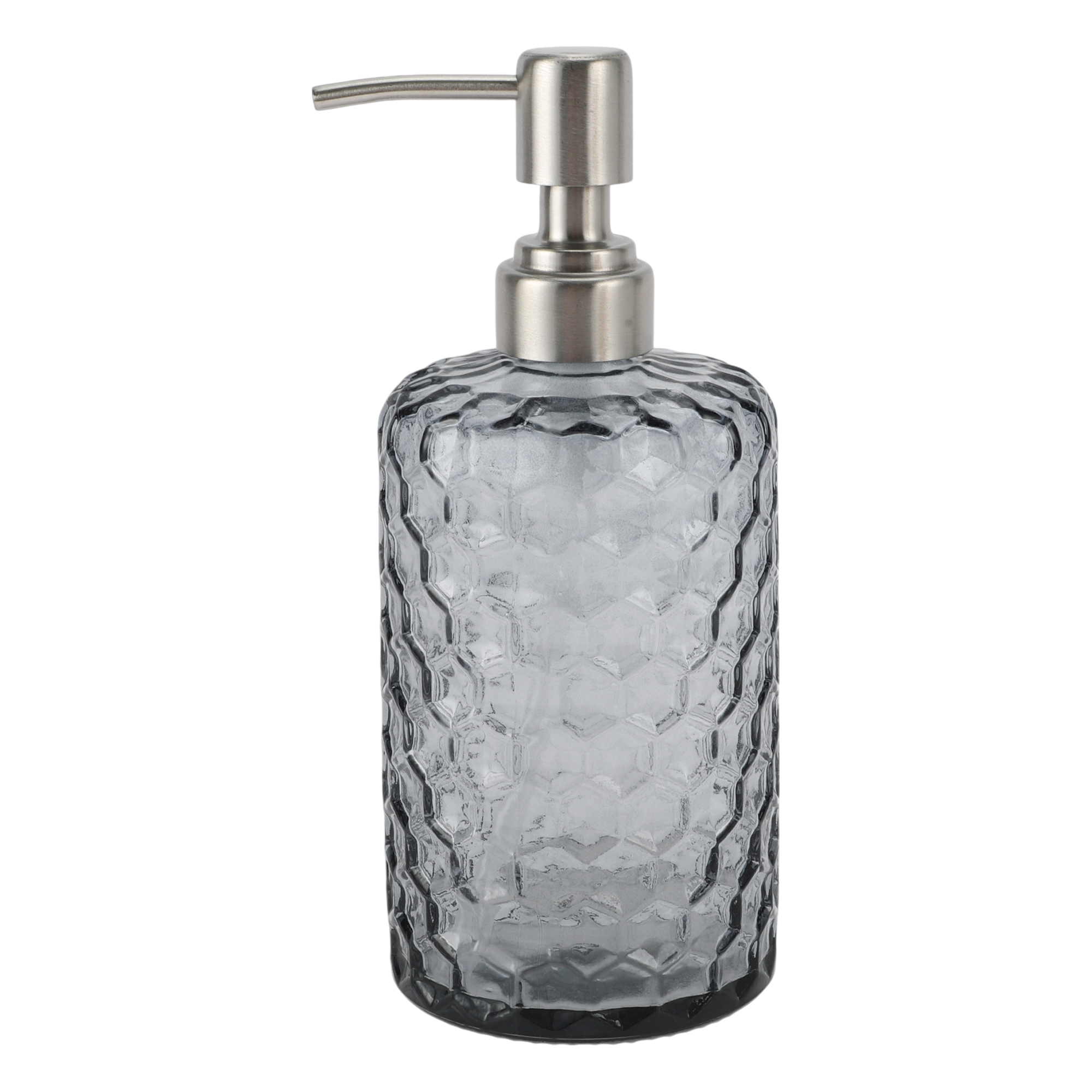 Unique Bargains Simple Cylindrical Soap Pump Dispenser 500ml 1 Pc Gray, Silver Tone