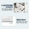 MUUEGM 18.1" Farmhouse Night Stand| Rustic Wood End Table with Charging Station, Open Shelf, 2 Storage Drawers - 4 of 4