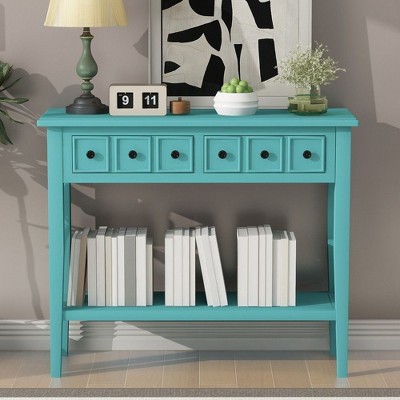 CAVINAS 38 inch Console Table with 2 Drawers,Rustic Entryway Table with Open Shelf for Living Room,Hallway