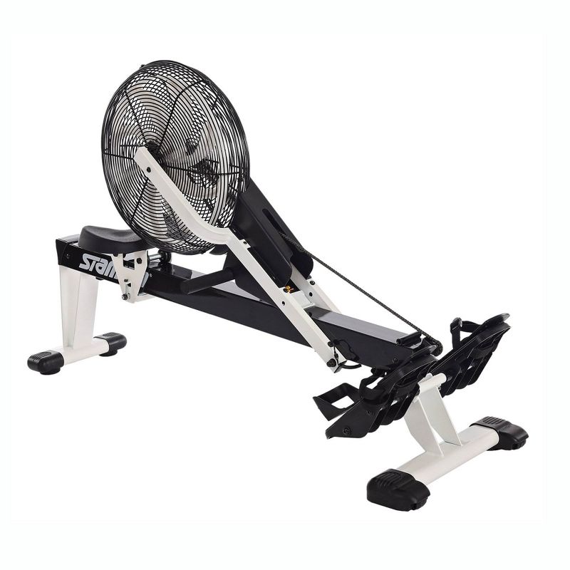 Stamina Multi-Function Cardio Exercise Foldable Fitness Air Rower Rowing Machine w/Built-In Wheels & Adjustable Foot Straps, Black/White, 4 of 8
