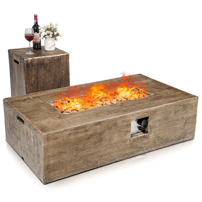 Costway 48''x27'' 50,000 BTU Propane Fire Pit Table Set w/ Side Table Tank Storage & Cover, 1 of 11