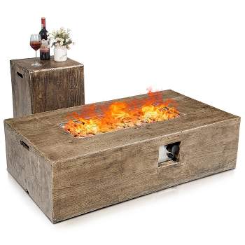 Costway 48''x27'' 50,000 BTU Propane Fire Pit Table Set w/ Side Table Tank Storage & Cover