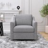 360 Degree Swivel Armchair Cotton Linen Skin-Friendly Fabric Ergonomic Design Brass Nail Decorative Armchair With Black Legs-Cuddlewood - 2 of 4