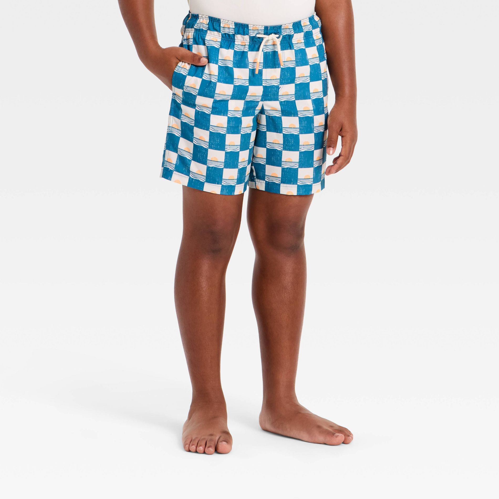 Boys' Swim Trunks - Cat & Jack™ Blue/Cream