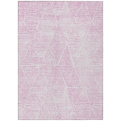 Pink And Ivory Geometric Washable Indoor Outdoor Area Rug