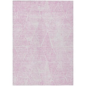 Pink And Ivory Geometric Washable Indoor Outdoor Area Rug - 1 of 4