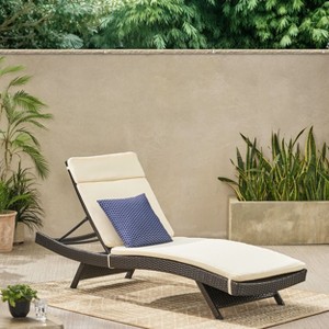 Christopher Knight Home Salem Outdoor Wicker Armless Adjustable Chaise Lounge with Cushion - 1 of 4