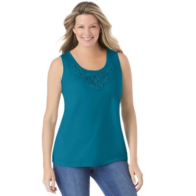 Woman Within Plus Size Beaded Tank Top