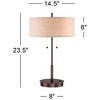 360 Lighting Modern Accent Table Lamp with USB and AC Power Outlet 23 1/2" High Bronze Fabric Drum Shade for Bedroom Living Room House Desk Bedside - image 4 of 4