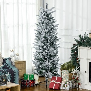 Whisen 6FT Artificial Christmas Tree with 477 Snow Branches, Auto Open, Steel Base - Green - 1 of 4