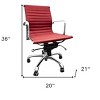 HomeRoots Red and Silver Faux Leather Adjustable Height Swivel Rolling Office Chair - 3 of 4