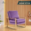 LeisureMod Jefferson Accent Arm Chair Upholstered in Velvet with Gold Brass Finish Frame - 3 of 4