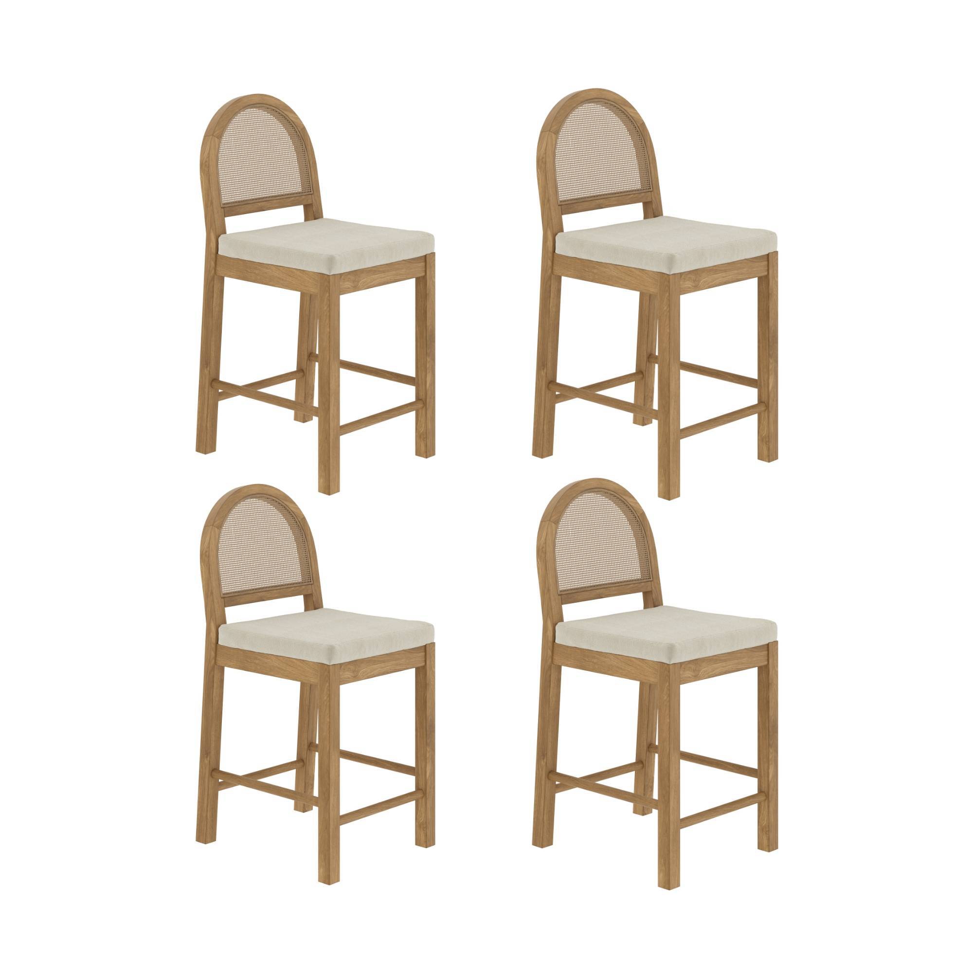 Nathan James Set of 4 Bailey Boucle Counter Height Barstools Brown