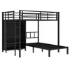 TIRAMISUBEST Full XL Over Twin Metal Bunk Bed with Folding Desk, Closet with LED ,Space-Saving L-Shaped Bunk Bedframe with Ladder and Guardrail - 4 of 4