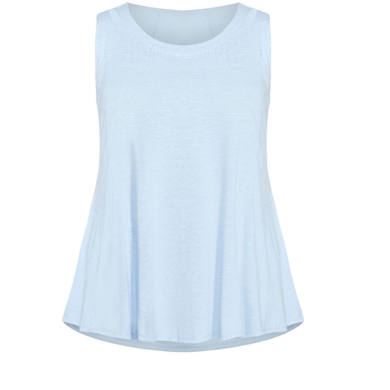 Women's Plus Size Fit N Flare Tank  - Chambray Blue | AVENUE, 3 of 4