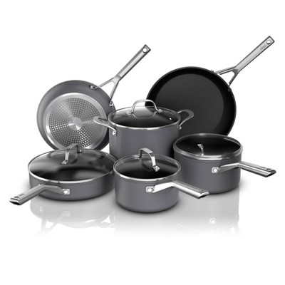 Ninja 10pc Never Stick Signature Hard-Anodized Cookware Set: Dishwasher-Safe, Induction Compatible, Nonstick Aluminum