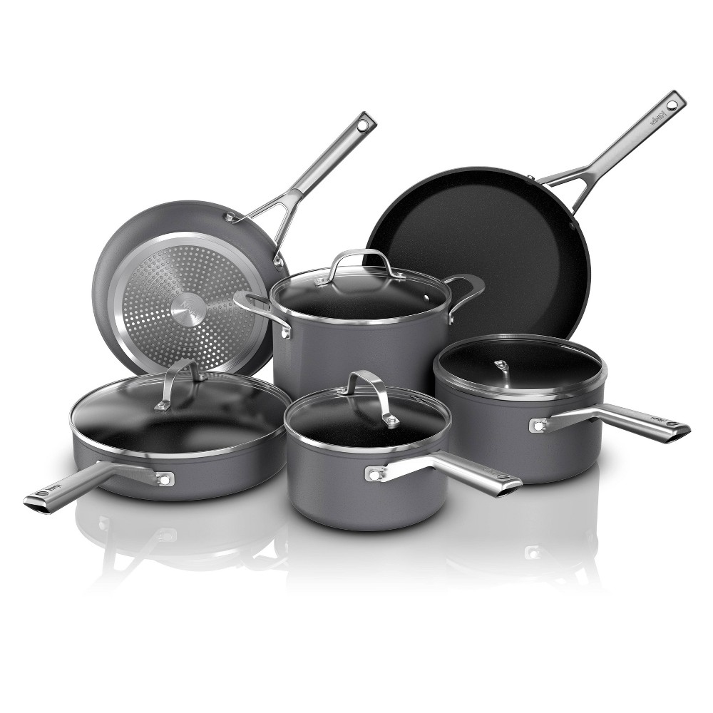 Photos - Bakeware Ninja 10pc Never Stick Signature Hard-Anodized Cookware Set: Dishwasher-Safe, Induction Compatible, Nonstick Aluminum 