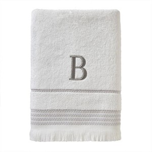 SKL Home By Saturday Knight Ltd Casual Monogram Bath Towel 28" x 54" White - 1 of 3