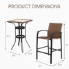HOMEFUN 3 Pieces Outdoor Bar Stools Set,Rattan Bar Chairs,with glass table top, Wicker Bar Stools for Backyard,Brown - 4 of 4