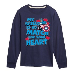 Boys' - Marvel - Captain America My Shield Valentine Long Sleeve Graphic T-Shirt - 1 of 4