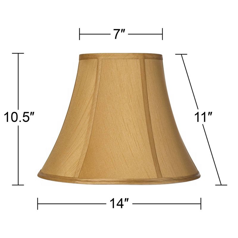 Springcrest Coppery Gold Medium Bell Lamp Shade 7" Top x 14" Bottom x 11" Slant x 10.5" High (Spider) Replacement with Harp and Finial, 5 of 10