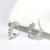 Half Round Curved Earrings for Women Sterling Silver Clear Cz Ginger Lyne Collection - 3 of 4