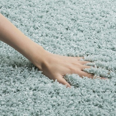 Handmade Light Blue Synthetic Shag Square Area Rug