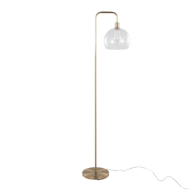 LumiSource Metro 61&#34; Contemporary Metal Floor Lamp in Royal Gold Metal with Clear Seeded Glass Shade from Grandview Gallery, 3 of 13