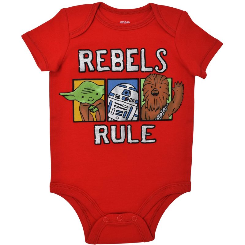 Star Wars Darth Vader Chewbacca Stormtrooper R2-D2 C-3PO Baby Boys 5 Pack Bodysuit , 3 of 7