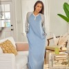ADR Women's Soft Knit Nightgown, Full Length Long Henley Night Gown Pajamas Raglan Sleep Dress with Pockets - 3 of 4