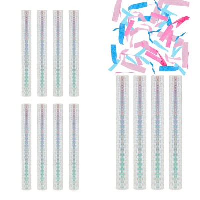Sparkle and Bash 12 Pack Gender Reveal Tissue Paper Confetti Popper Sticks, Pink & Blue, 13.7 in