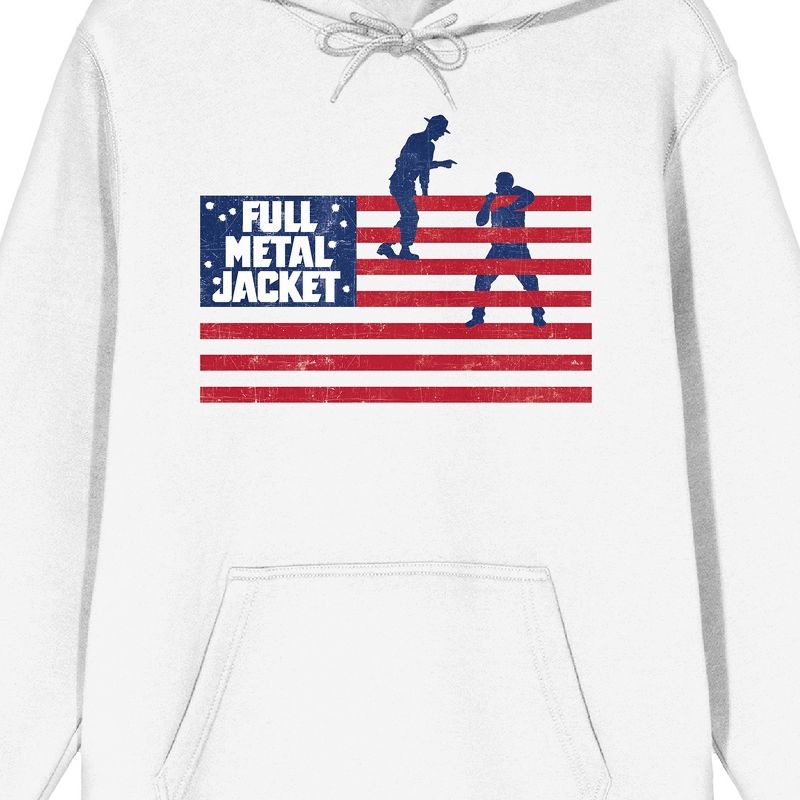 Full Metal Jacket United States Flag With Title Logo and Two Soldiers Men's White Hoodie, 2 of 3