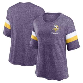 NFL Minnesota Vikings Women's Weak Side Blitz Marled Left Chest Short Sleeve T-Shirt