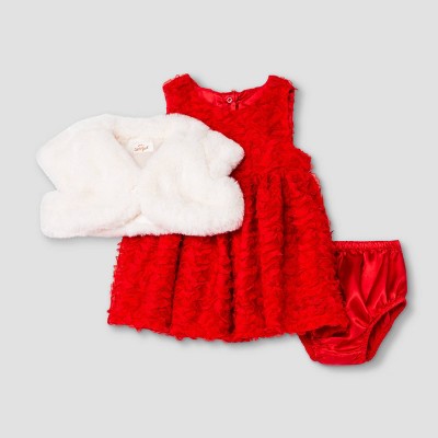 Image of Baby Girls' Textured Mesh Dress with Shrug - Cat & Jack™ Cream 18M