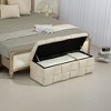 CAVINAS Velvet Fabric Storage Ottoman Bench with Safety Hinge,Upholstered Storage Ottoman,Storage Bench for Living Room,Bedroom - 2 of 4