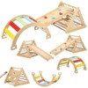 TROPOW Toddler Indoor Gym Playset, 3in1 Wooden Climbing Toys, 3-Sided Wooden Triangle Climber with Climbing Net,Sliding Ramp, Sandbags - 4 of 4