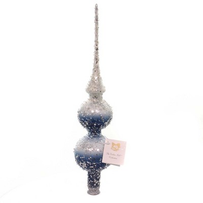 Golden Bell Collection 13.0" Blue/White Tree Topper Stars Glitter  -  Tree Toppers