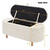 CAVINAS Oval Storage Ottoman Bench,Upholstered Ottoman with Wood Legs for Living Room,Bedroom,White/Pink - 3 of 4