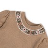 Hope & Henry Girls' Organic Long Sleeve Intarsia Trim Crew Neck Sweater, Camel Heather Trim Intarsia, 6-12 Months - 2 of 4