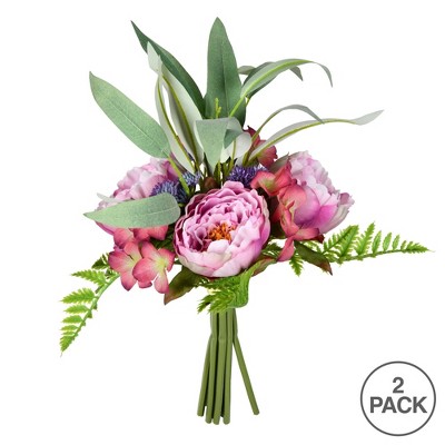14'' Pink-Mauve Artificial Peony and Rose Spring Bouquet